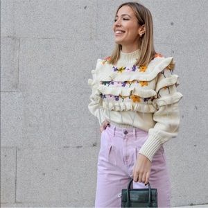 Zara limited embroidered sweater